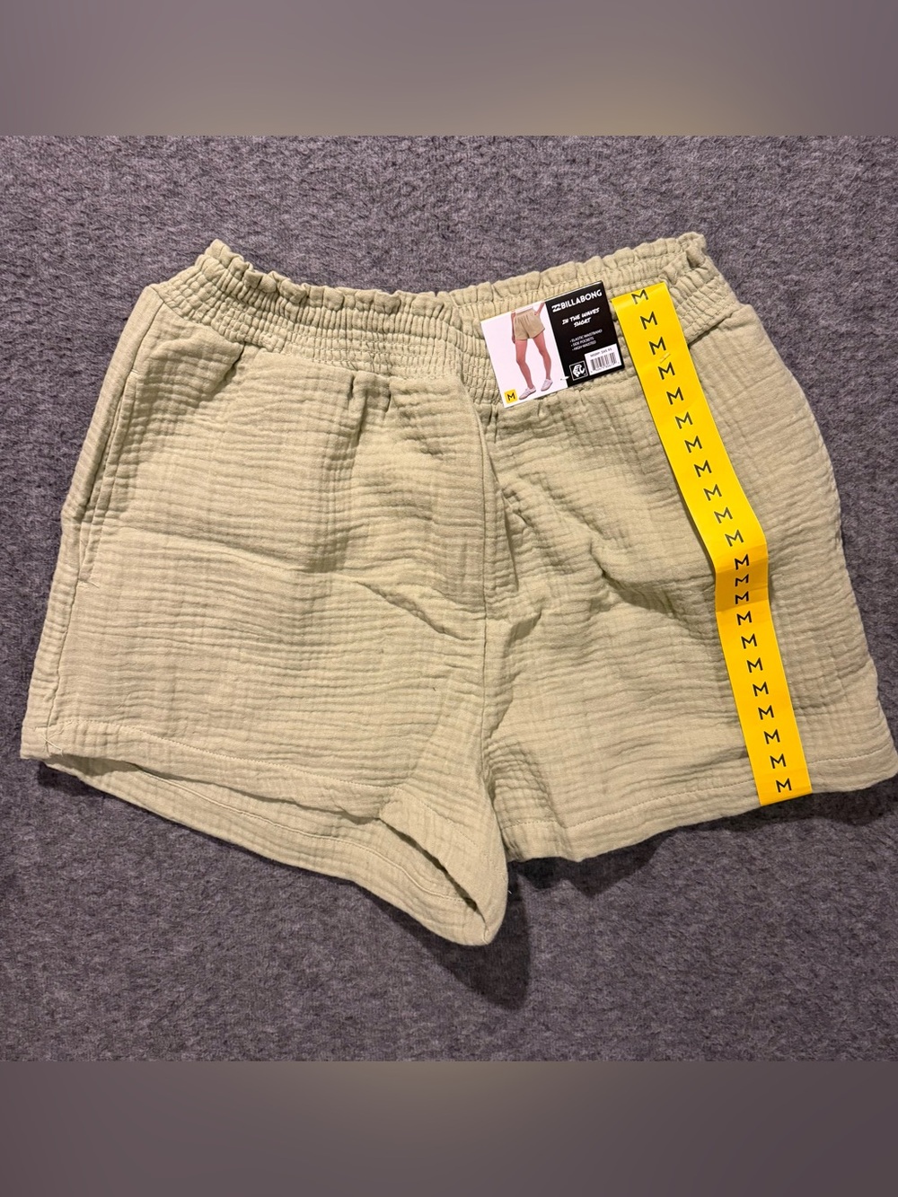 Billabong Gauze Shorts Womens M Green Short 2" Inseam 100% Cotton High Waist NWT